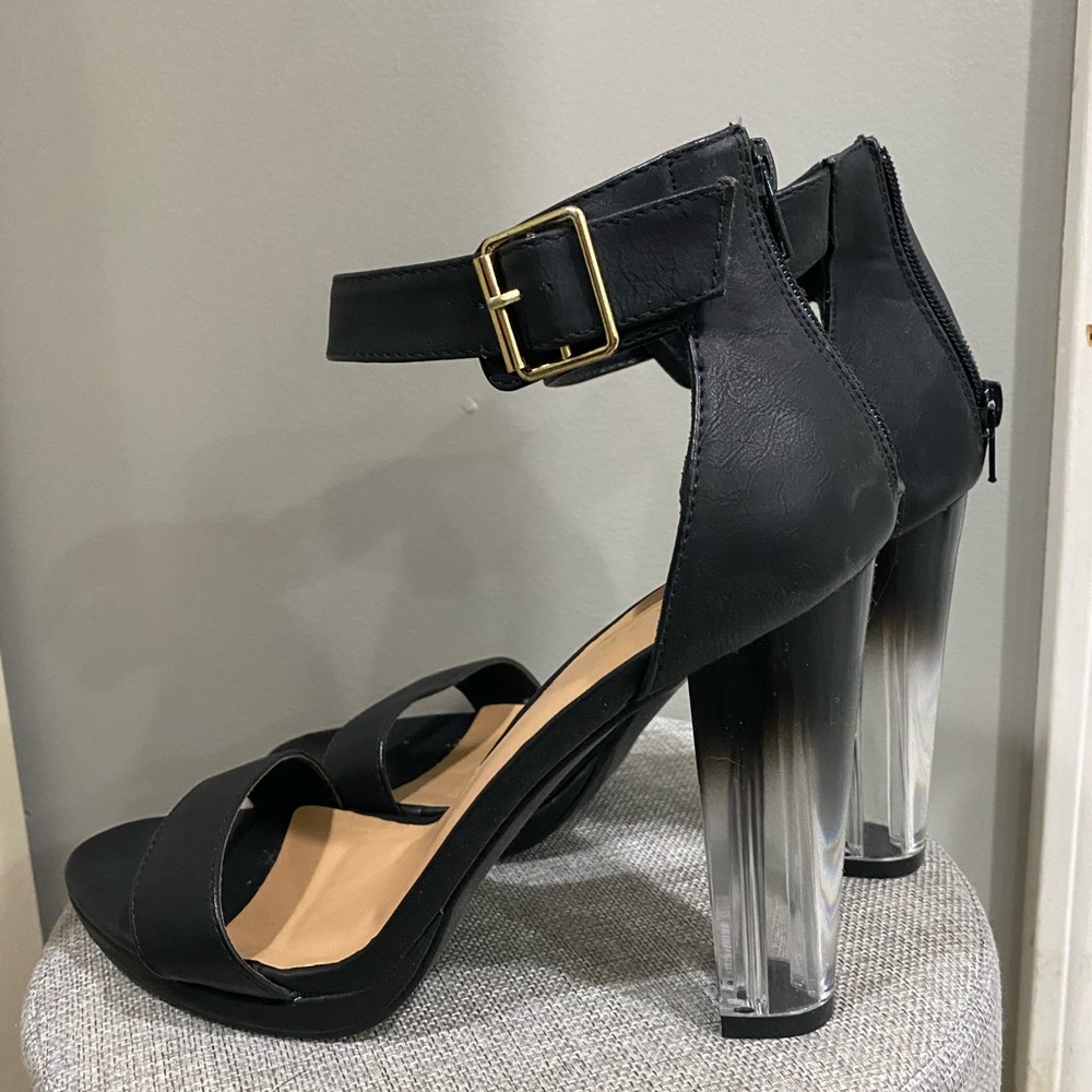 GLAZE Clear Heel Black Heels